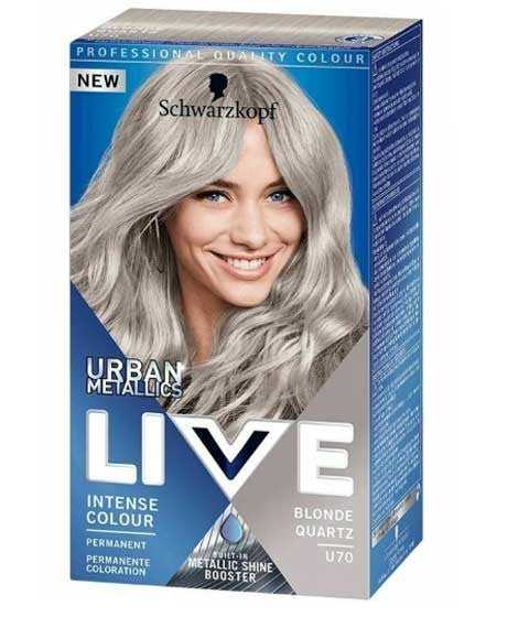 LIVE URBAN METALIC INTENSE PERMANENT COLOUR U70 BLONDE QUARTZ pack of 3 Hair Color Asetena Pa 