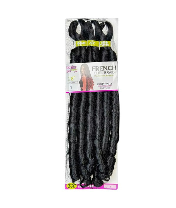 FASHION IDOL EXPRESS PRE STRECHED KNOTLESS FRENCH CURL BRAID 28 Inches Color 2 Hair for Braid Extensions Asetena Pa 