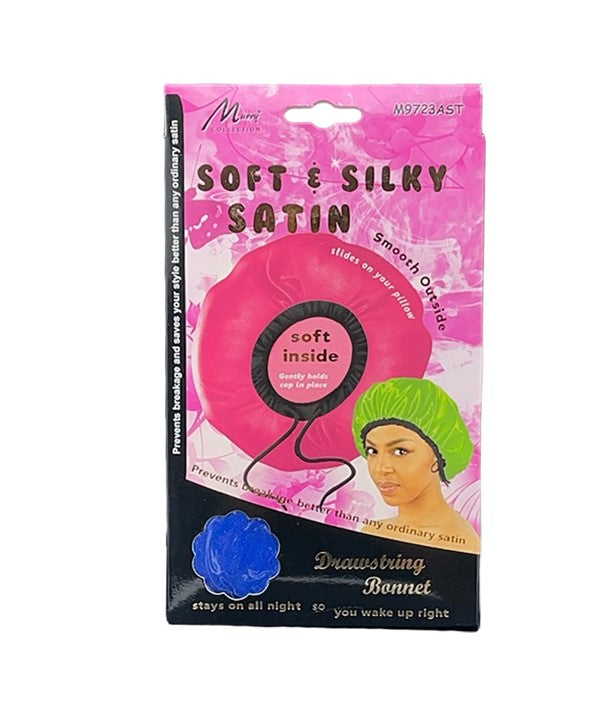 SOFT AND SILKY SATIN DRAWSTRING BONNET M9723AST Durags and Caps Asetena Pa 