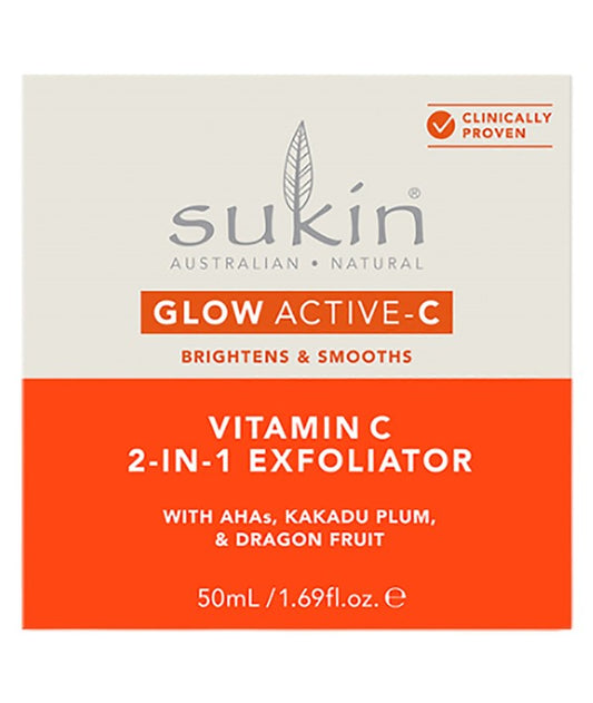SUKIN GLOW ACTIVE C VITAMIN C 2 IN 1 EXFOLIATOR 50ml Skin Wash Asetena Pa 