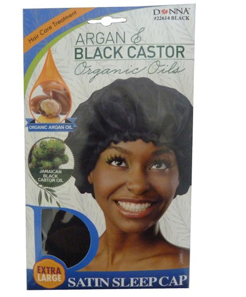 TITAN ARGAN AND BLACK CASTOR SATIN SLEEP CAP 22614 BLACK Extra Large Durags and Caps Asetena Pa 
