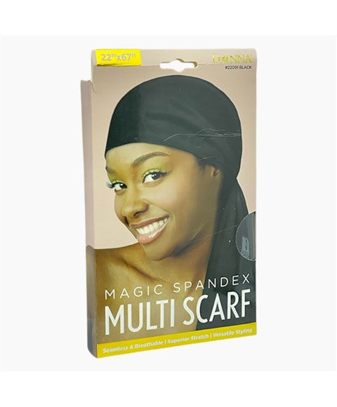 DONNA COLLECTION MAGIC MULTI SCARF 22091  Color Black Durags and Caps Asetena Pa 