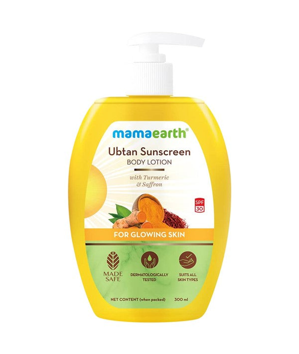 TURMERIC AND SAFFRON UBTAN SUNSCREEN BODY LOTION LOTION FOR GLOWING SKIN 300 ml Skin Moisturizing Asetena Pa 