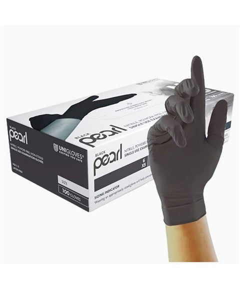 BLACK PEARL NITRILE DISPOSABLE GLOVES M Color Black Health And safety Asetena Pa 