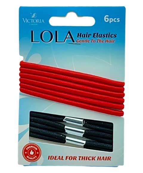 LOLA HAIR ELASTICS 10A2 6 pcs Color Black and Red Kids Hair Accessories Asetena Pa 