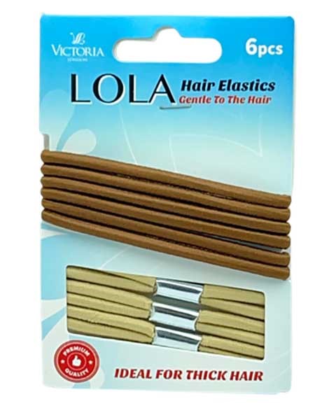 LOLA HAIR ELASTICS 10A3 6 pcs Color Beige And Brown Kids Hair Accessories Asetena Pa 