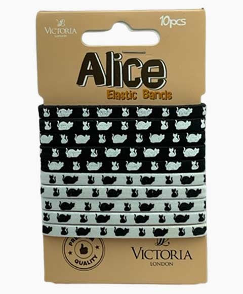 ALICE ELASTIC BANDS 61E1 10 Pcs Color Black and White Kids Hair Accessories Asetena Pa 