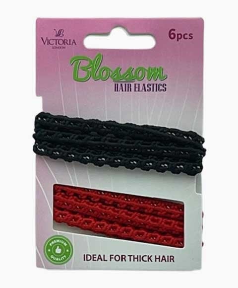 BLOSSOM HAIR ELASTIC BANDS 30A1 6 x 12 Pcs Color Black and Red Kids Hair Accessories Asetena Pa 