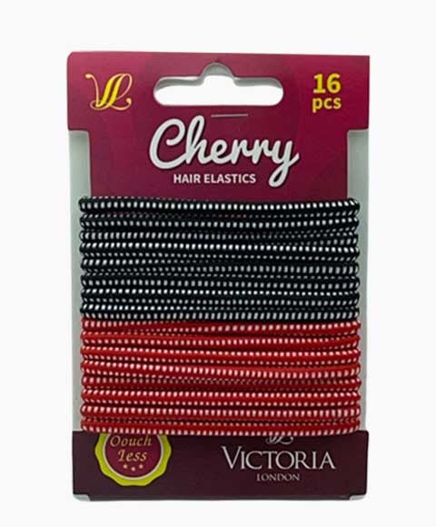 CHERRY HAIR ELASTIC BANDS 42A3 16 Pcs Color Black and Red Kids Hair Accessories Asetena Pa 