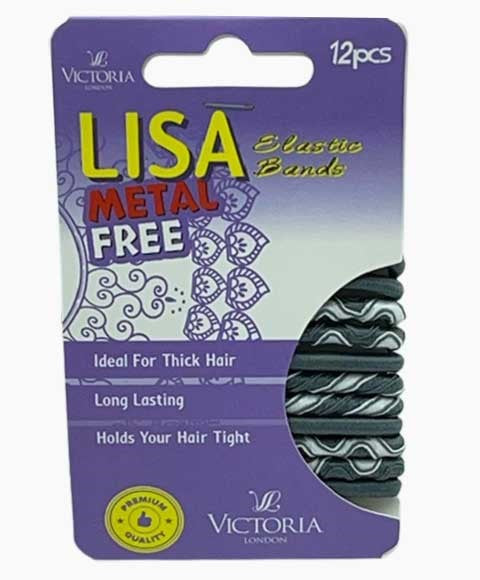 LISA METAL FREE ELASTIC HAIR BANDS 2A2 12 x 12 Pcs Color Grey and White Kids Hair Accessories Asetena Pa 
