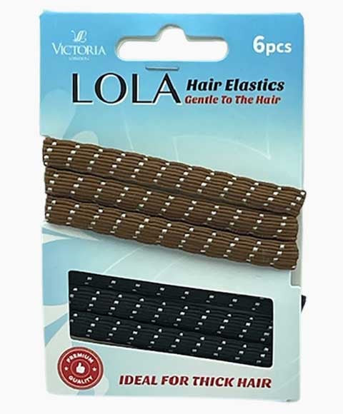 LOLA HAIR ELASTICS 12A1 6 Pcs Color Brown and Black Kids Hair Accessories Asetena Pa 