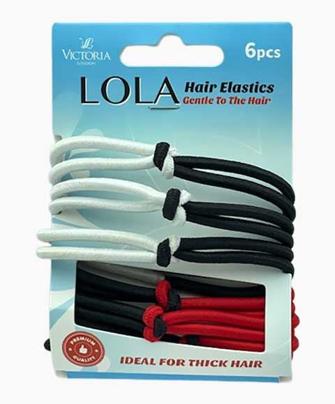 LOLA HAIR ELASTICS 28A1 6 Pcs Color Red Black White Mix Kids Hair Accessories Asetena Pa 