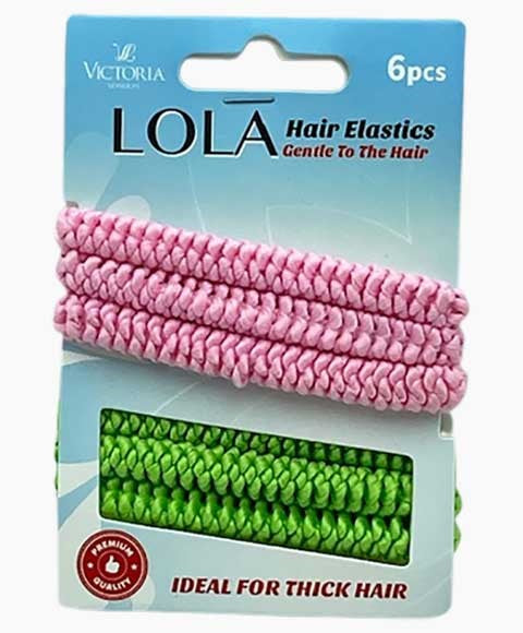 LOLA HAIR ELASTICS 53A4 6 Pcs Color Pink and Green Kids Hair Accessories Asetena Pa 