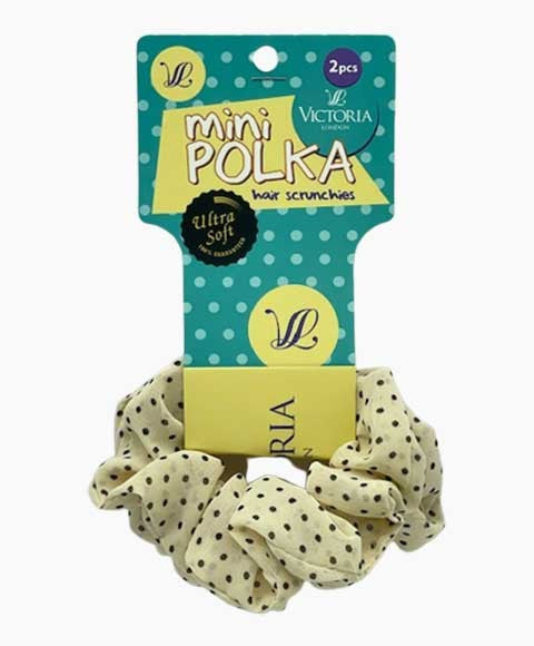 MINI POLKA HAIR SCRUNCHIES 80A3 2 pcs Color Beige With Black Dot Kids Hair Accessories Asetena Pa 