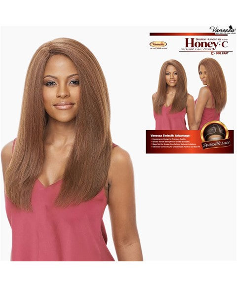 HONEY C SIDE PART SWISS SILK LACE FRONT BRAZILIA BLEND WIG  Color SP1B/30 Synthetic Hair Wigs Asetena Pa 