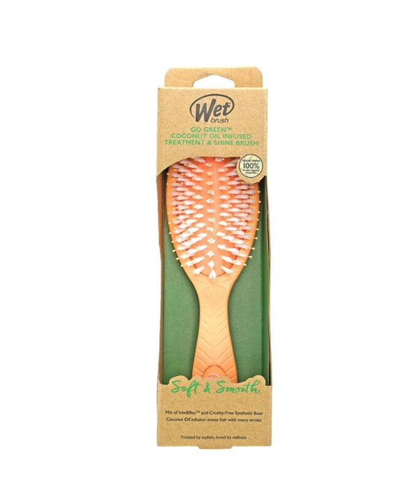 GO GREEN COCONUT OIL INFUSED TREATMENT AND SHINE BRUSH Hair Brushes and Combs Asetena Pa 
