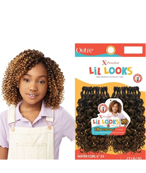 X PRESSION SYN LIL LOOKS 2X WATER CURL 6 Inches Color 1B Hair for Braid Extensions Asetena Pa 