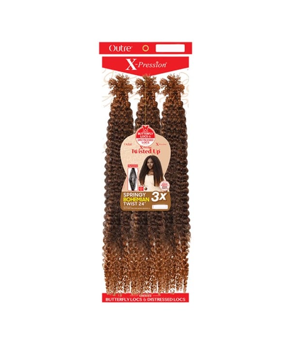 X PRESSION 3X TWISTED UP SPRINGY BOHEMIAN TWIST BRAIDS 24'' Color 4 Hair for Braid Extensions Asetena Pa 