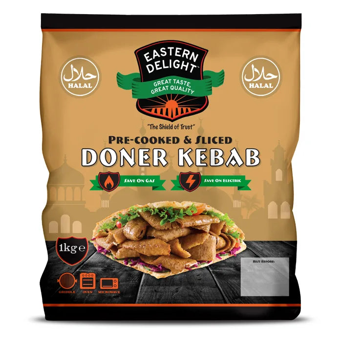 Eastern Delight Halal Cooked & Cut Doner Kebab (Bag) 1kg BS Ready Meal Asetena Pa 
