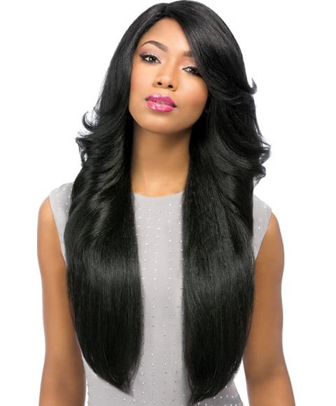 EMPRESS SYN PERM WEDGE CUSTOM LACE FRONT EDGE WIG  Color 1B Lace Wigs Asetena Pa 