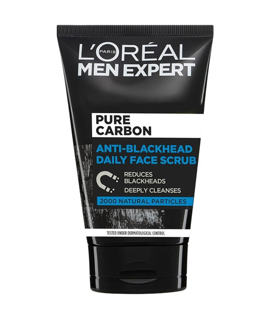 MEN EXPERT PURE CHARCOAL ANTI BLACKHEAD DAILY FACE SCRUB 100 ml Skin Wash Asetena Pa 