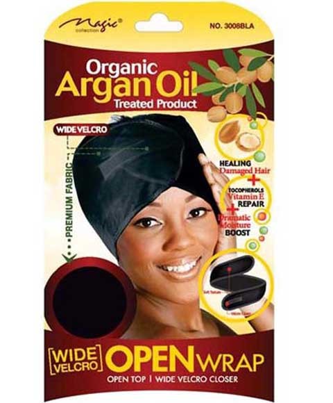 MAGIC COLLECTION ORGANIC ARGAN OIL OPEN WRAP 3008  Color Black Durags and Caps Asetena Pa 