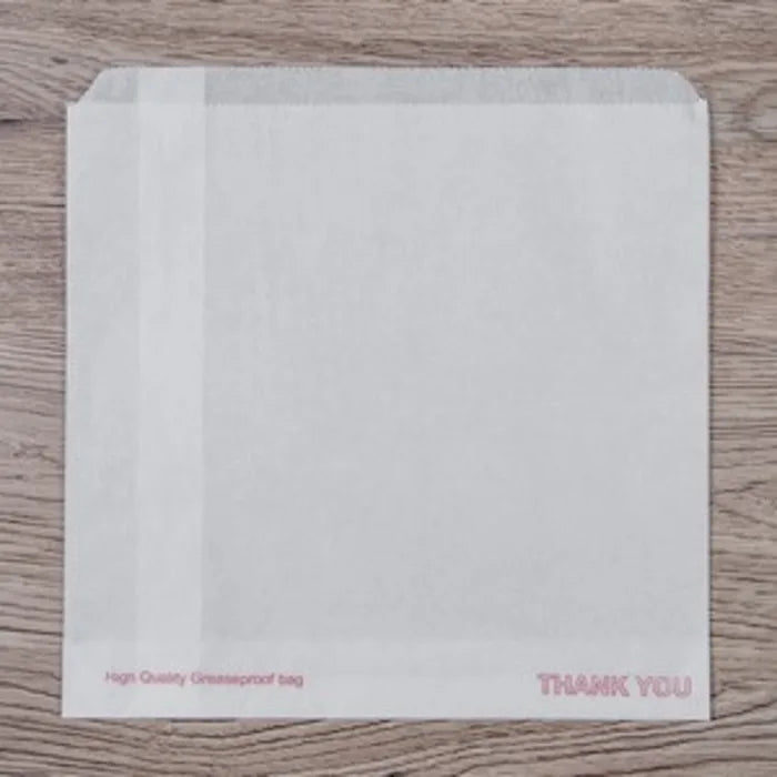 White Printed "Thank You" Grease Resistant Bags (8.5"x8.5") 500 pieces