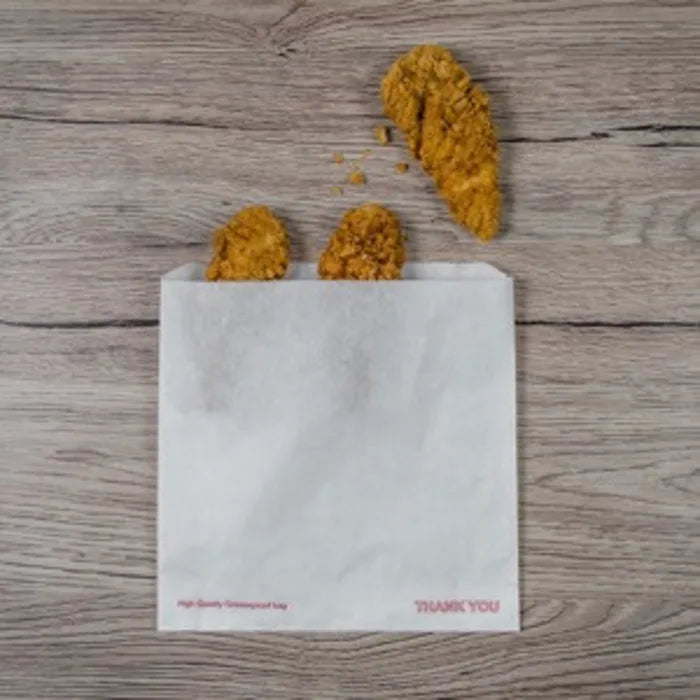 White Printed "Thank You" Grease Resistant Bags (8.5"x8.5") 500 pieces