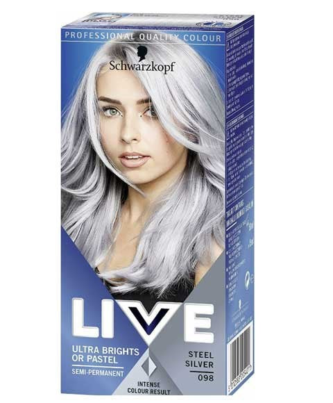 LIVE ULTRA BRIGHTS OR PASTEL STEEL SILVER 098 Hair Color Asetena Pa 