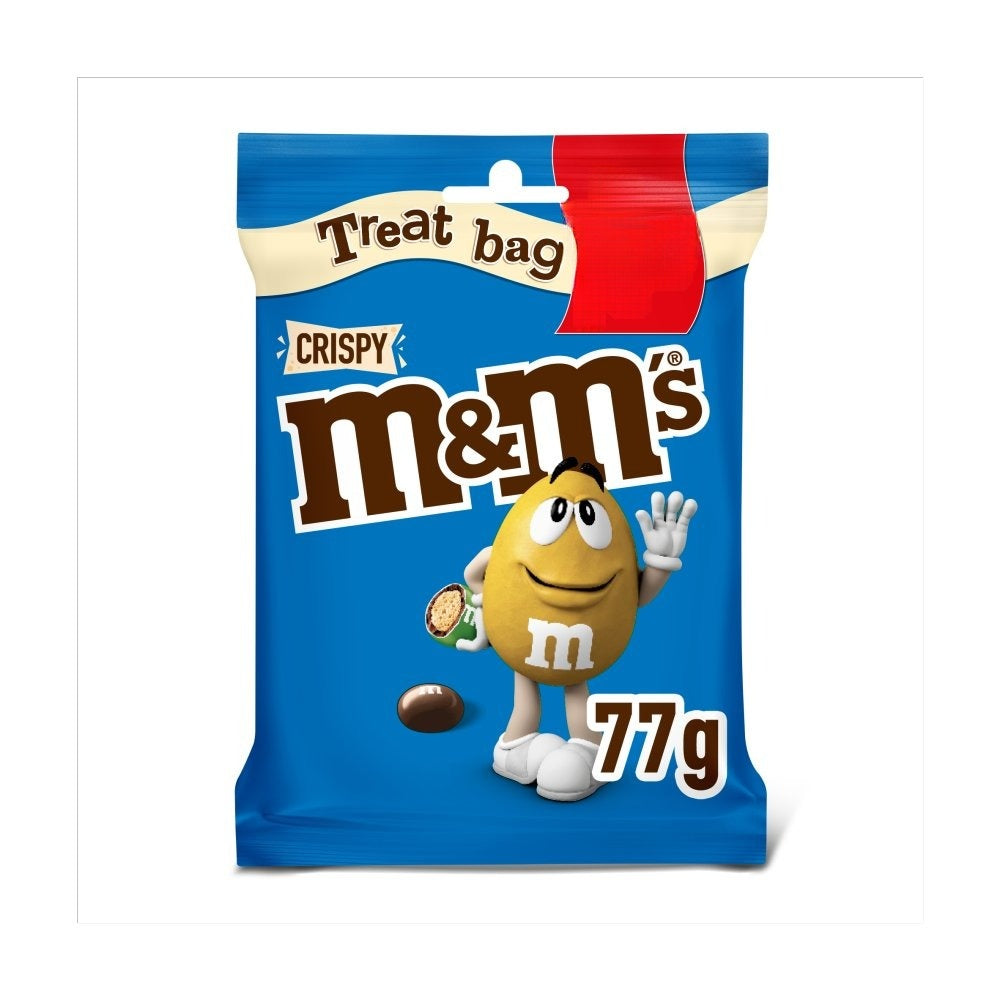 M&M's Crispy Milk Chocolate Bites Treat Bag 77g Box of 8 Kiddies Sweets Asetena Pa 