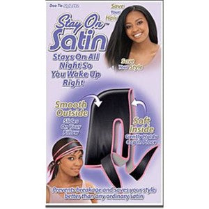 STAY ON SATIN DOO TIE Fits all Color Black 792 Durags and Caps Asetena Pa 