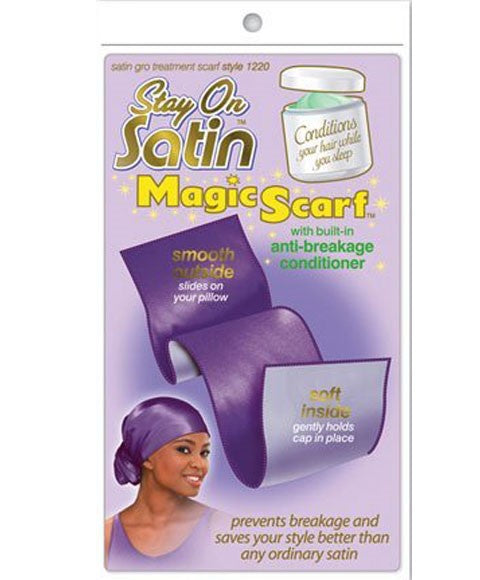 STAY ON SATIN MAGIC SCARF STYLE 1220  Color Purple Durags and Caps Asetena Pa 