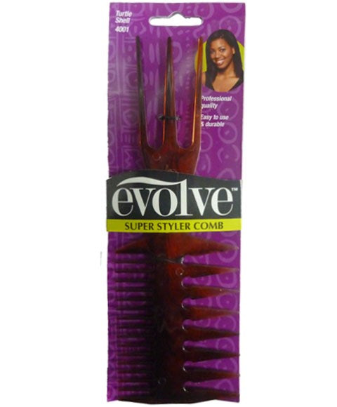 EVOLVE SUPER STYLER COMB TURTLE SHELL 4001 Hair Brushes and Combs Asetena Pa 