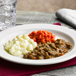Simply Puree Level 6 Soft & Bite Sized Savoury Beef 12 x 380g Ready Meals Asetena Pa 