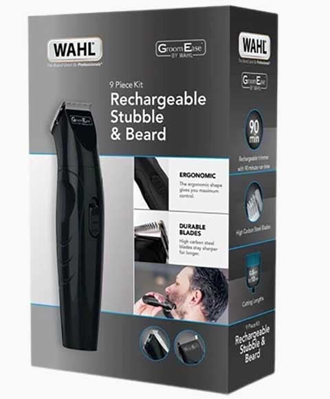 GROOM EASE RECHARGEABLE STUBBLE AND BEARD 9 PIECE KIT Clippers and Trimmers Asetena Pa 