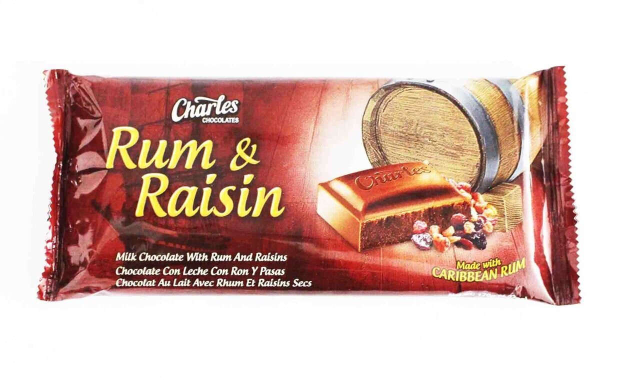 MASCharles Rum and Raisin Chocolate Bar 120g Box of 6-Fd