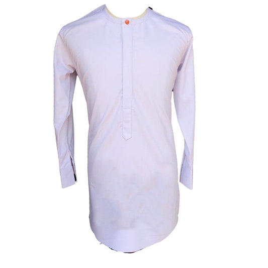 African Clothing Wear Men's Simple Light Purple Long Sleeve Top Shirt