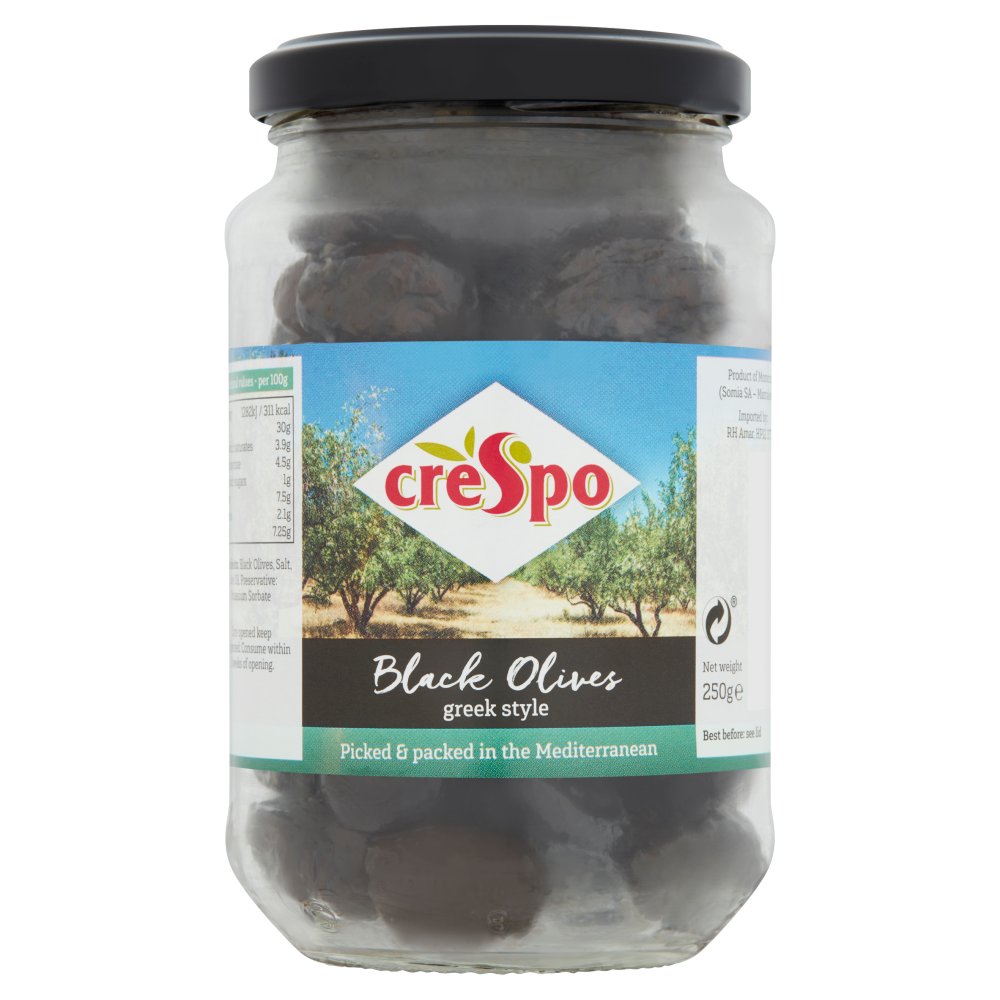 Crespo Black Olives Greek Style 250g Pickles and Sauces Asetena Pa 