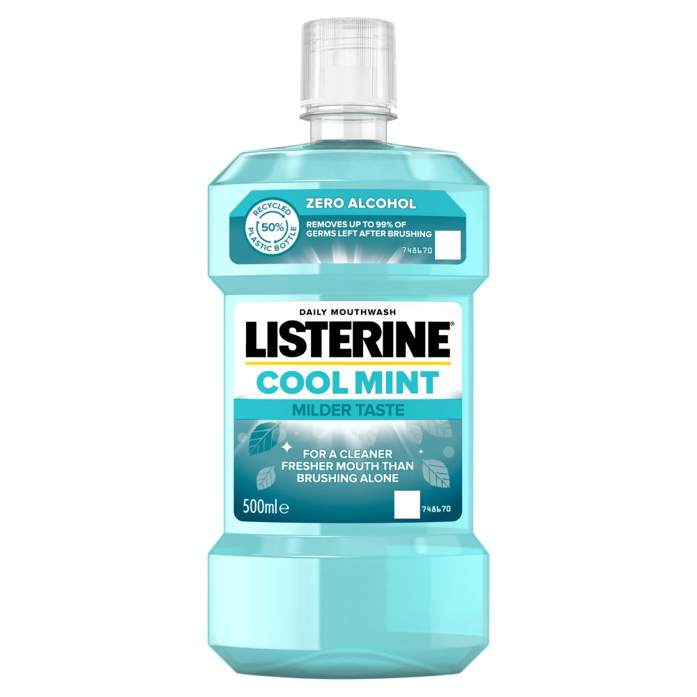 MASListerine Essentials Cool Mint Milder Taste Mouthwash 500ml-Food