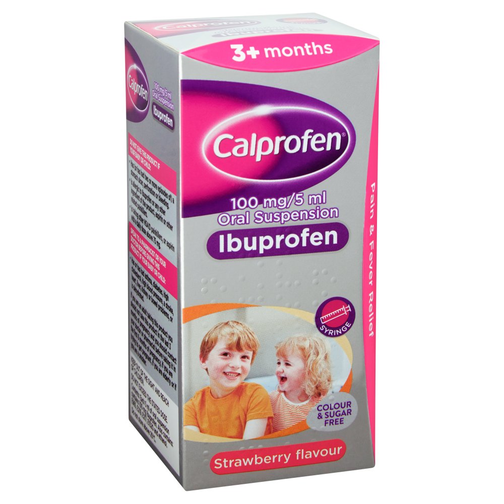 MASCalprofen 100mg/5ml Oral Suspension Ibuprofen Strawberry Flavour 3+ Months 100ml-Food