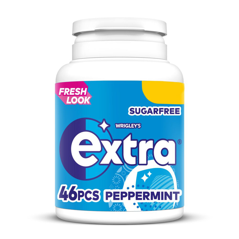 Extra Peppermint Chewing Gum Sugar Free Bottle 46 Pieces
