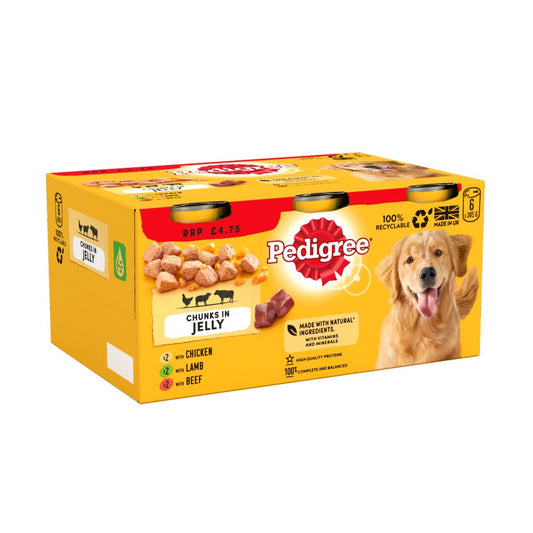 Pedigree Adult Wet Dog Food Tins Mixed in Jelly 385g