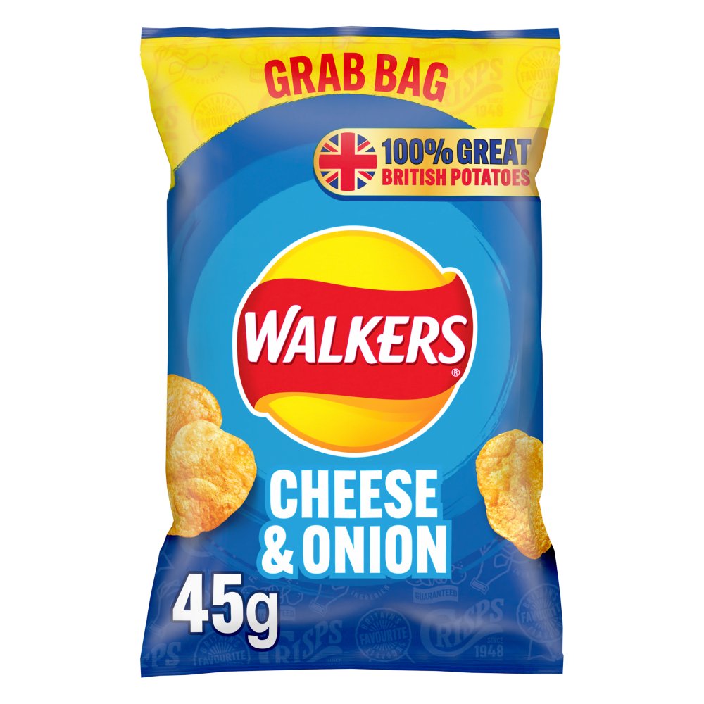 Walkers Cheese & Onion Crisps 45g-Food