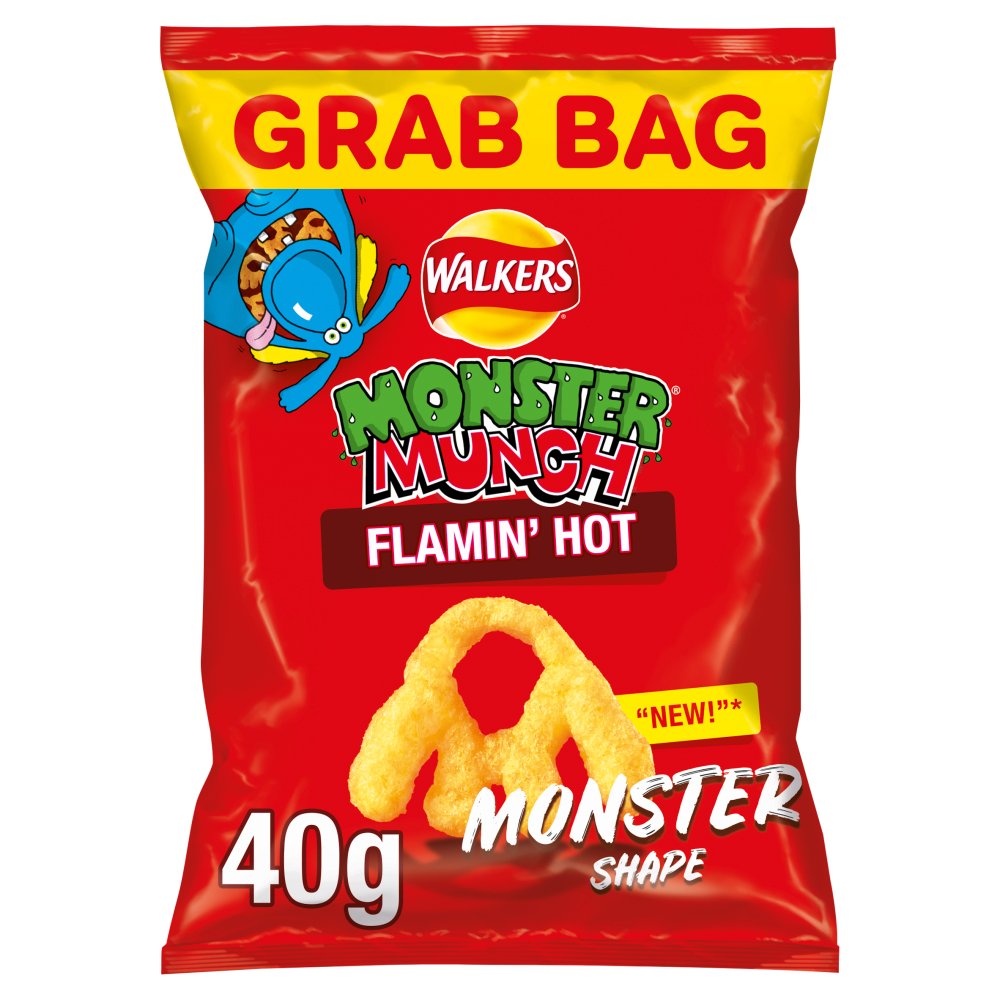 Walkers Monster Munch Flamin Hot Snacks 40g-Food