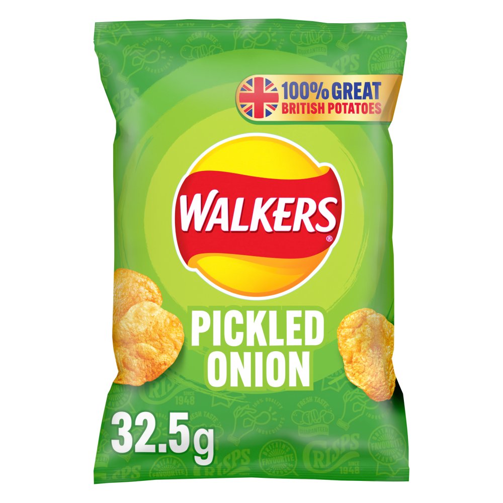 Walkers Pickled Onion Crisps 32.5g-Food