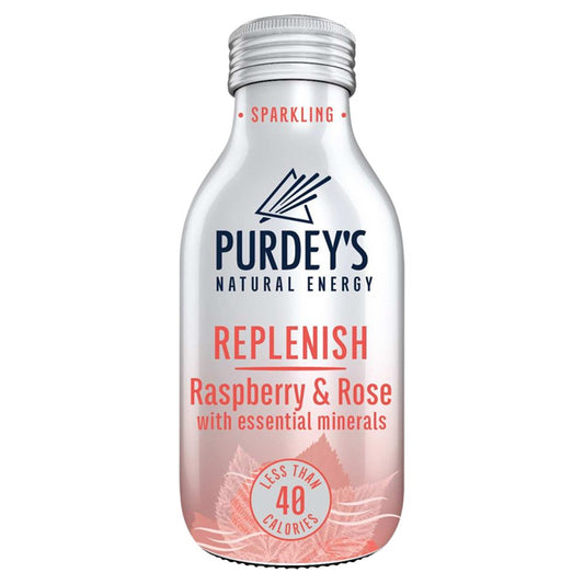 Purdey's Natural Energy Replenish Sparkling Raspberry & Rose with Essential Minerals Bottle 330ml-Food