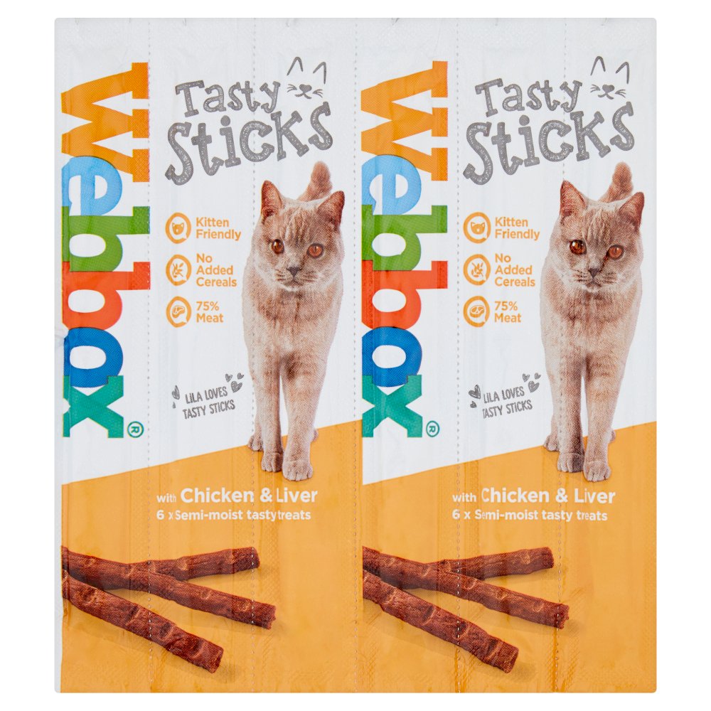 Webbox Tasty Sticks with Chicken & Liver 6 Semi-Moist Tasty Treats 30g-Food