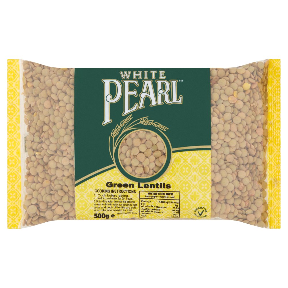 White Pearl Green Lentils 500g-Food