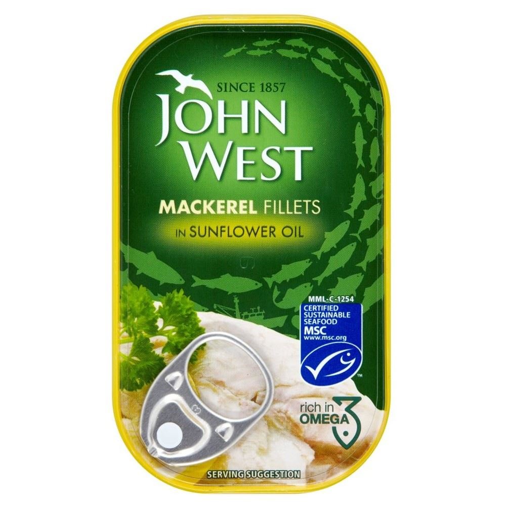 SKJohn West Mackerel Fillets in Sunflower Oil 85g