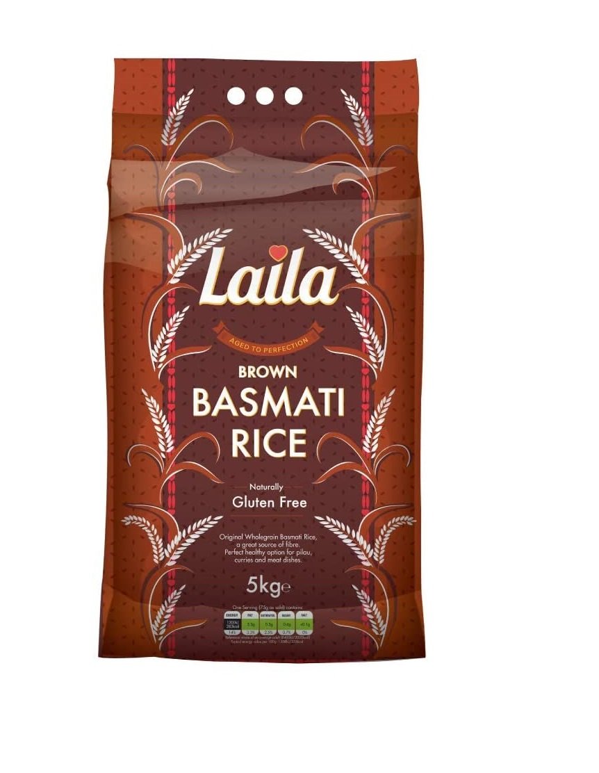 MASLaila Brown Basmati Rice 5kg Box of 1-Fd Rice - Basmati Asetena Pa 